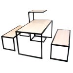 MASA PT.PREZENTARE PRODUSE 80X160X80 CM,CADRU METALIC NEGRU, BLAT ARTAR - imagine 2