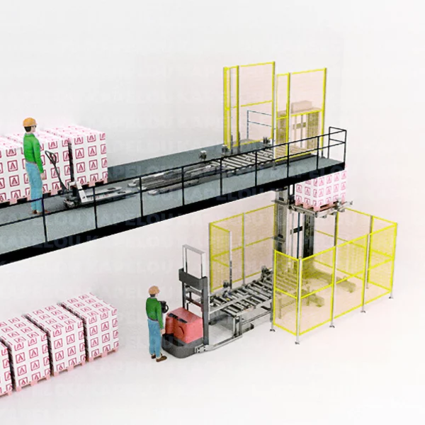 SISTEM LIFT+CONVEIOR AUTOMATIZAT PENTRU TRANSFER PALETI H 0.5-14 M