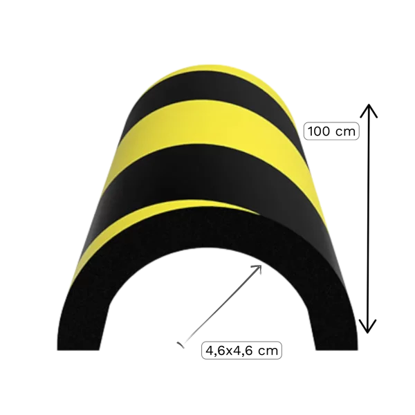 BUMPER SEMICRICULAR PENTRU TEAVA GALBEN/NEGRU 4.6X4.6 CM 1M