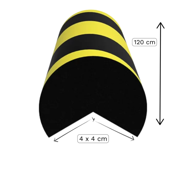 BUMPER ERGO SUPRAF. ROTUNDA 4 X 4 CM 1.2M NEGRU/GALBEN TIP HAZARD