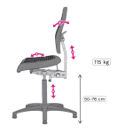 SCAUN ERGONOMIC ERGOPERFECT POWER 115KG 50-76 CM - imagine 2